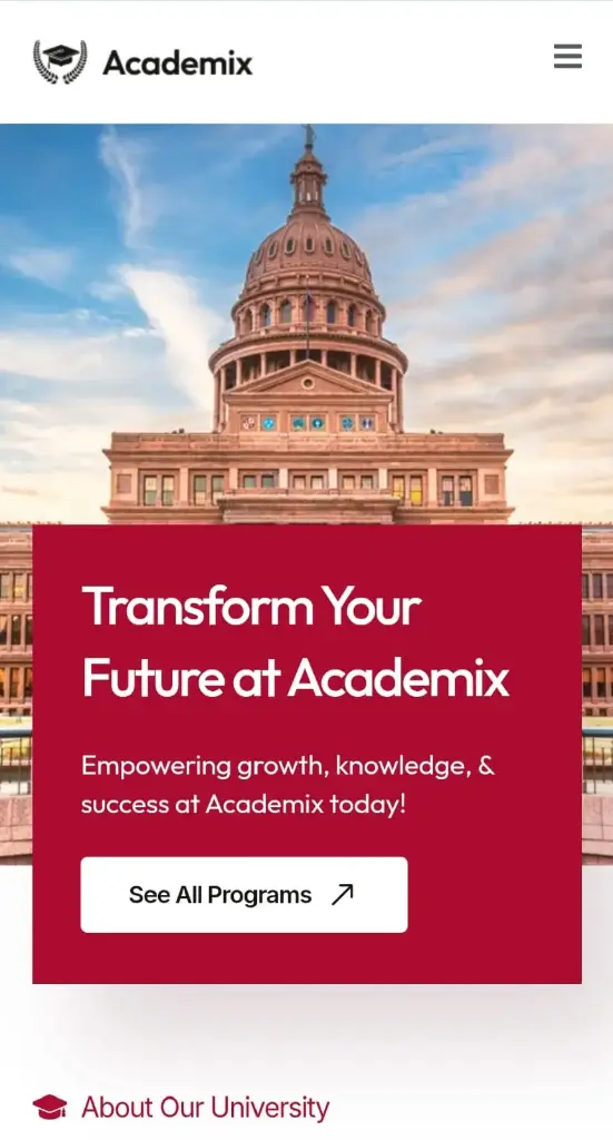 Education college and university website