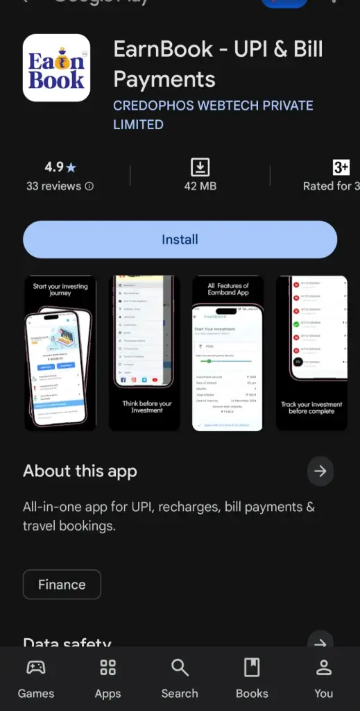 Earn book application