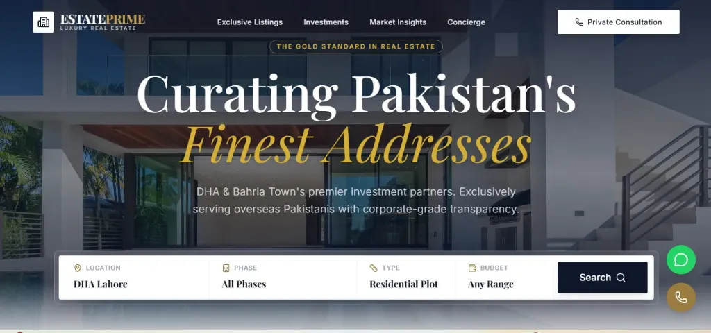 DHA and Bahria Luxury Real Estate Investment Website – High-Converting Property & Investor Platform