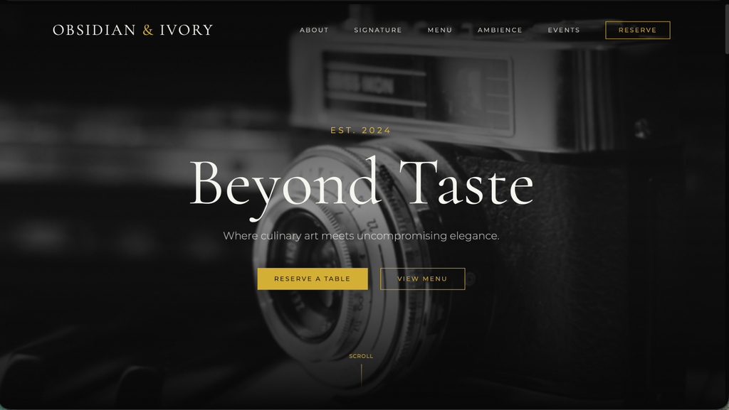 Luxury Restaurant Website – Fine Dining Experience & Reservation System Design